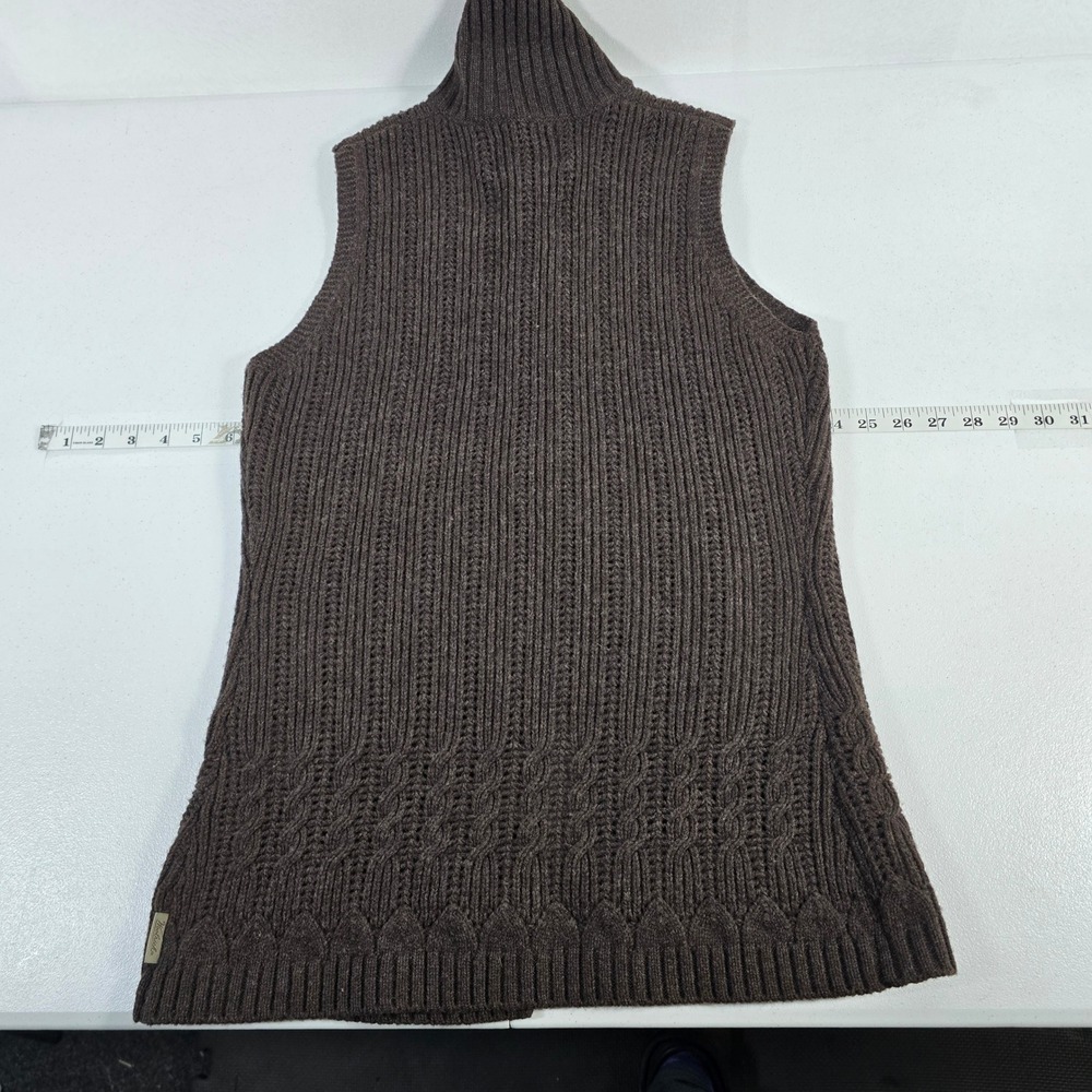 Woolrich Womens Brown Cable‎ Knit Turtleneck Sleeveless Vest Sweater M - Picture 2 of 7